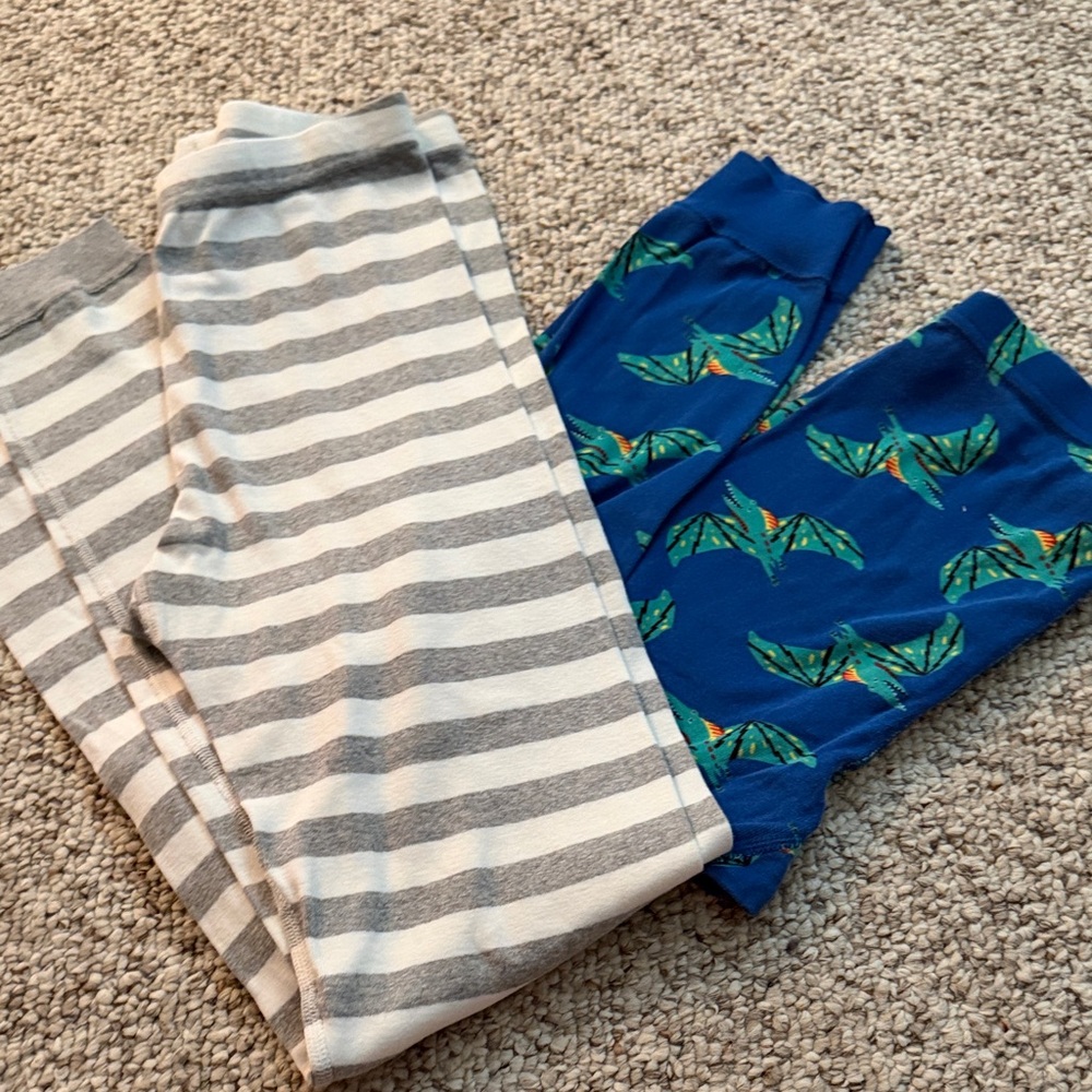 Hanna Andersson Gray Striped and Blue Bat Print Kids Bottoms